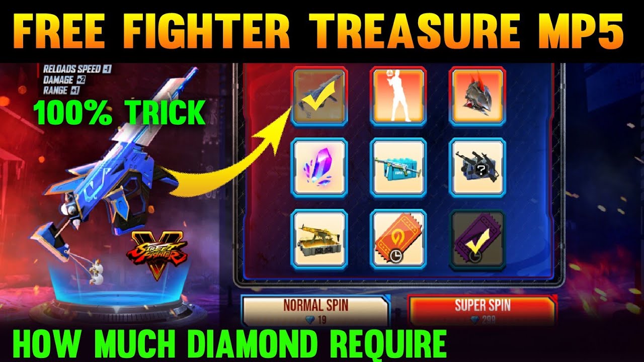 Free fighter Treasure Mp5 Skin | How much diamond Need For Mp5 Street fighter | Free Fire New Faded