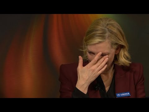 Cate Blanchett cries while recounting story of Syrian refugees