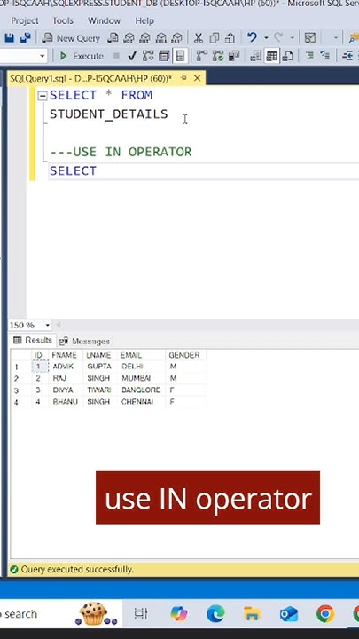 #SQL IN Operator || SQL Tutorial #shorts #trending #viralshorts - YouTube