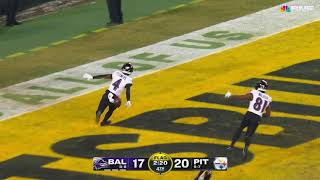 Lamar Jackson throws it to a wide open Zay Flowers for 64-yard touchdown vs Steelers Week 18 🤯