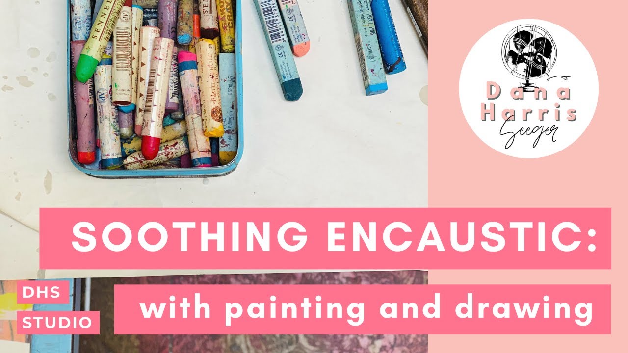 Encaustic painting with drawing and soothing music 