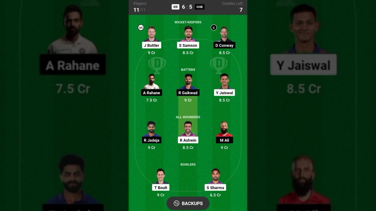 CSK VS RR Dream 11 team 