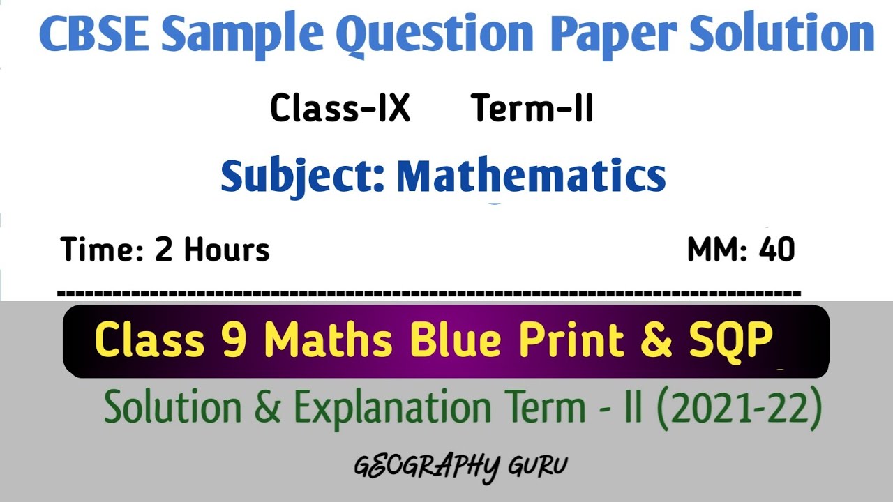 Class 9 Maths Sample Question Paper Blue Print Most Important Questions 2023 blueprint 