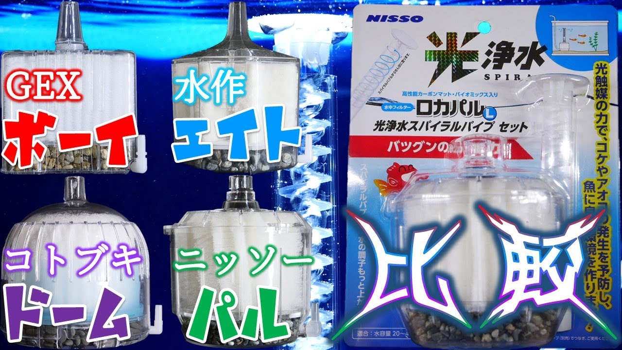 投げ込み式フィルター エイトでもボーイでもドームでもない パルをご紹介 開けやすく 光の力で苔を抑制します ニッソー ロカパルl光浄水スパイラルパイプセット ふぶきテトラ Youtube