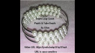 Triple Loop Bangle made with Curved Tube Beads