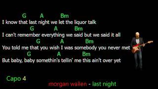 Video-Miniaturansicht von „morgan wallen - last night - Lyrics Chords Vocals“