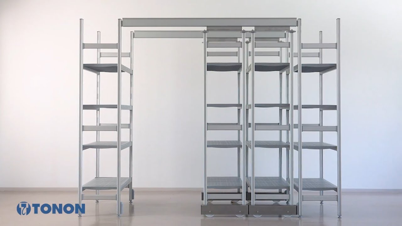 TONON - HD Shelving System Upper Rail - Scaffalatura Compattabile - YouTube
