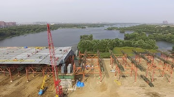Building a bridge in Shenyang, China -- Drone video