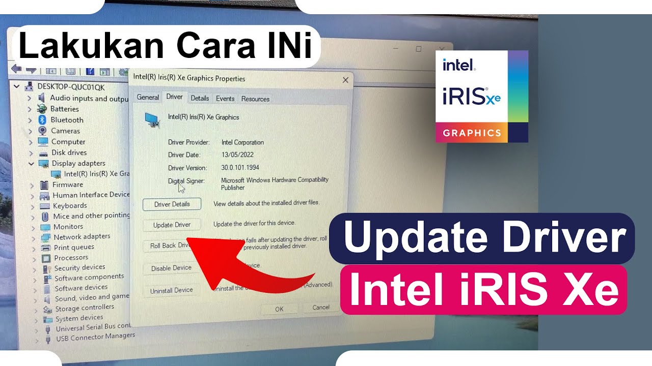Cara update versi driver intel iris xe terbaru di laptop windows youtube