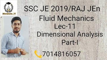 SSC JE 2019 / RAJ JEn Fluid Mechanics :Lec-11 Dimensional analysis  By Jitendra Sir