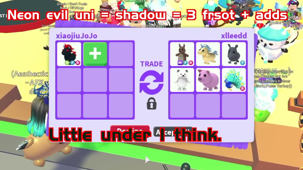 Trade Evil unicorn in rich adopt me server + trading guide.