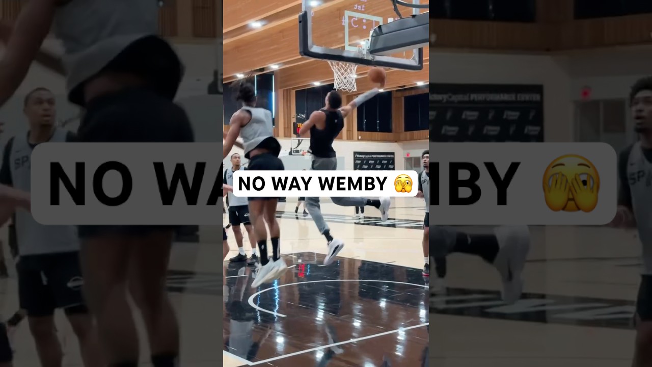 WEMBY 😳 pump fake scooped into the reverse jam at practice!