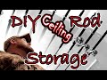 Overhead cheap diy fishing rod storage  storing fishing rods on the garage ceiling 