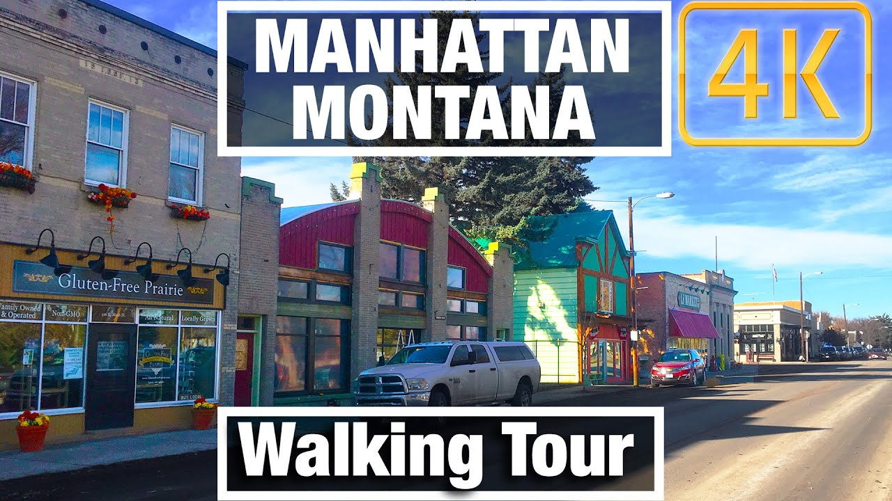 4K City Walks Manhattan Montana town Tour Virtual Walk Walking