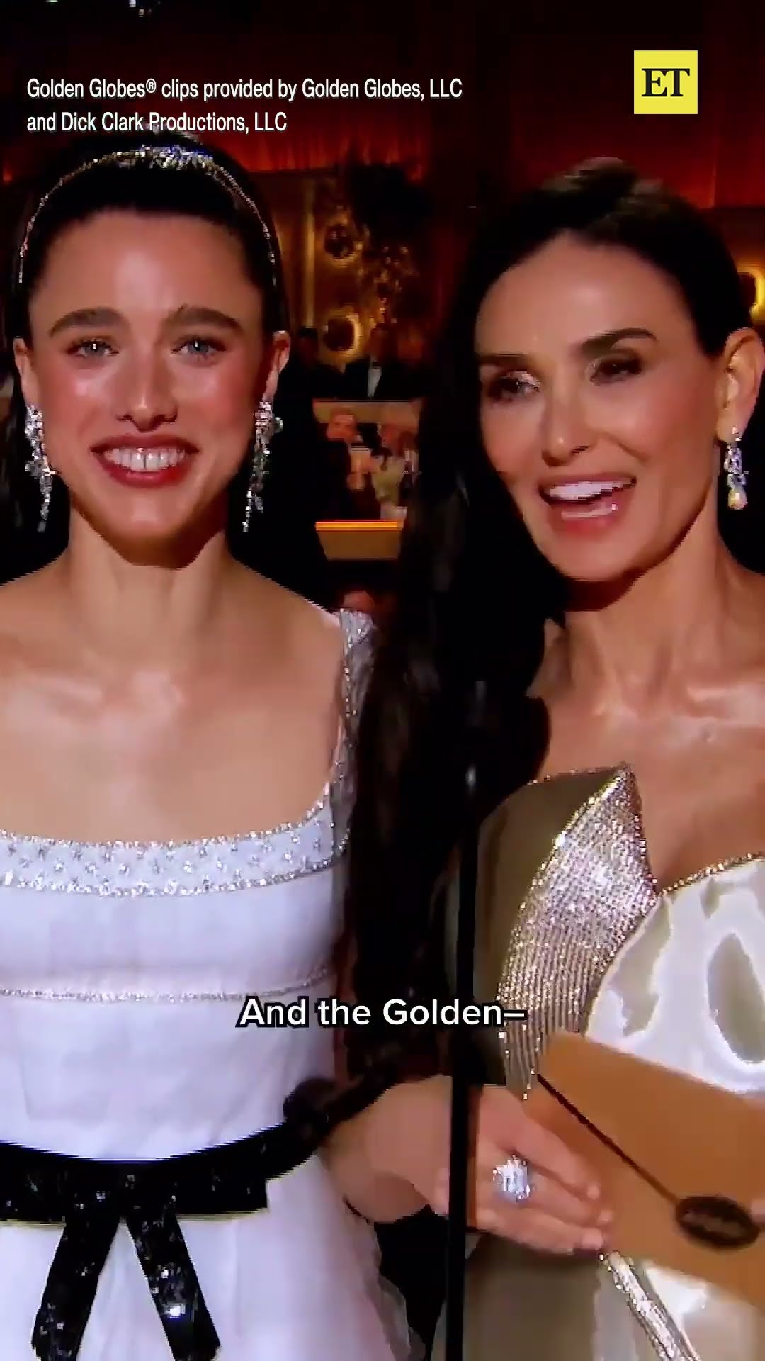 Margaret Qualley and Demi Moore Channel 'The Substance' at the #GoldenGlobes #shorts