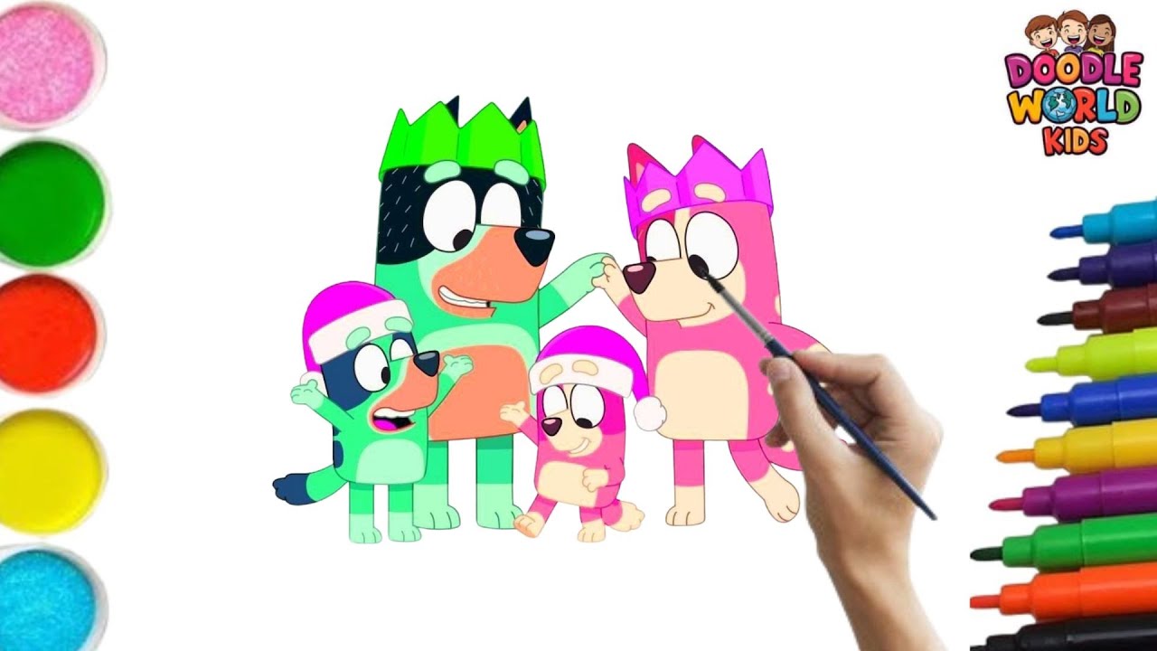 Как нарисовать Бинго Блюи с помощью телефона 📱🐶 | Простой и милый рисунок для детей | Doodle Worl...