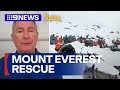 Rescue operations underway on Mount Everest to rescue snow-trapped trekkers | 9 News Australia