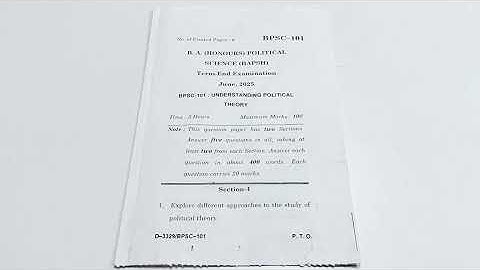 BPSC-101 IGNOU TEE June 2025 | BA 1st Year | Previous Year Question Paper | Full PYQ