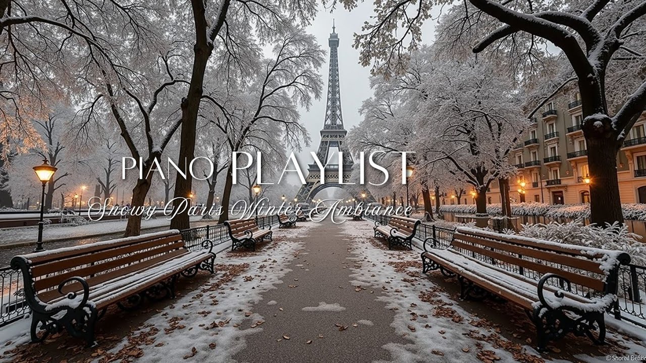 Снежная зимняя атмосфера Парижа | Мягкая инструментальная музыка