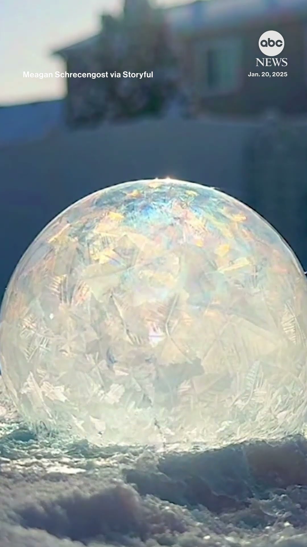Soap bubbles freeze over beautifully during icy weather - ABC News