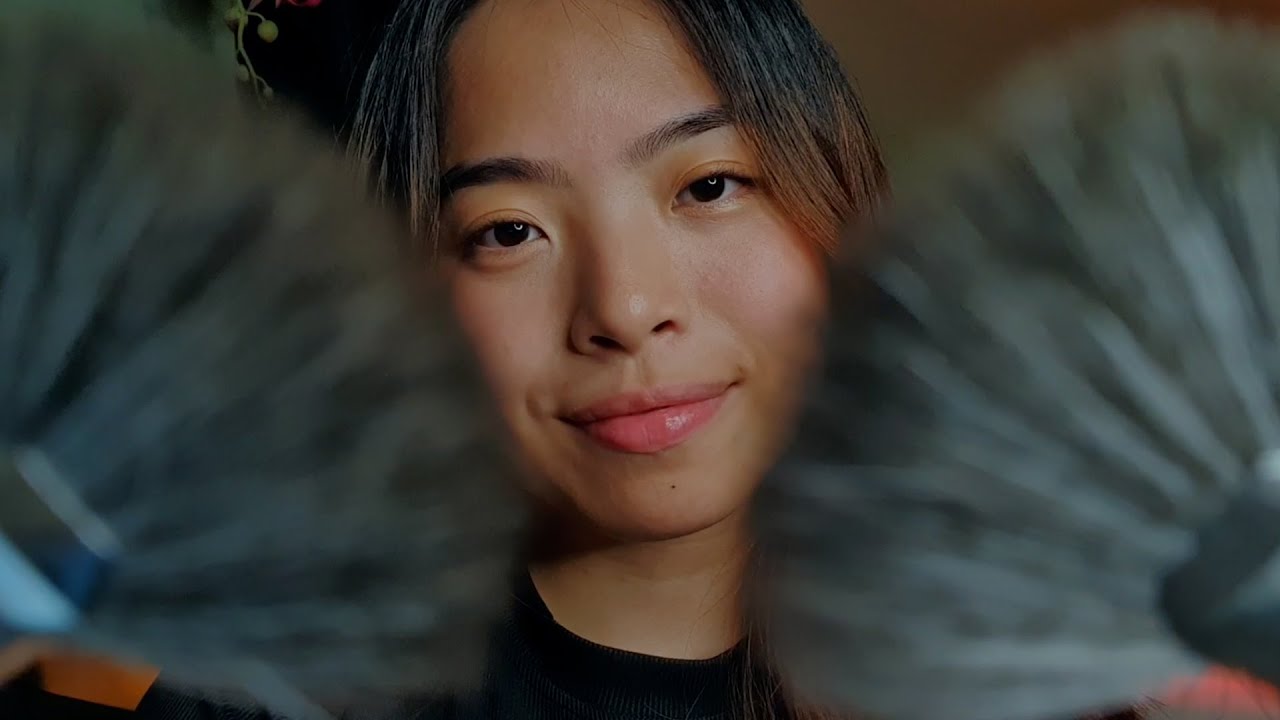 ASMR Soothing Your Eyes Before Sleep ☁️ Touching & Tracing, Fan & Fluffy Brushing (Layered Sounds)