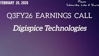 DigiSpice Technologies Q3FY26 Earnings Concall |DigiSpice Technology Q3FY26 Earnings Call