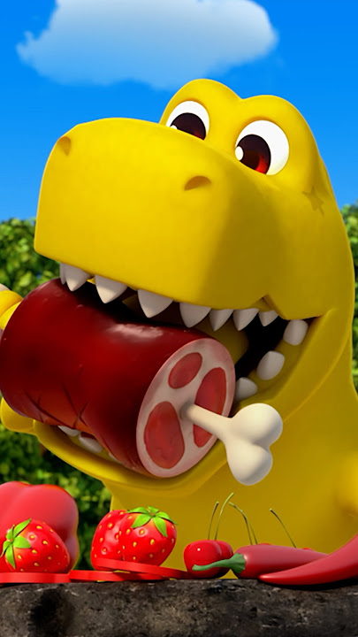 Yummy! Dinosaur's Colorful Eating 🍖  #Hogi #Dinosaur #shorts