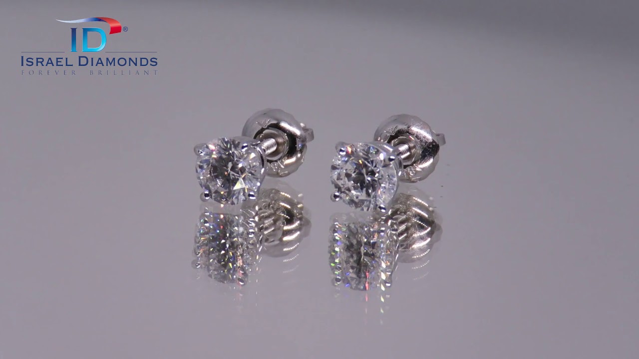 1 Carat Diamond Stud Earrings (Popular Basket Style in White Gold)