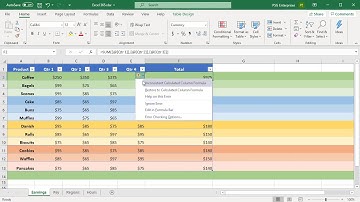 Calculated Columns Exceptions in Excel Tables - Office 365