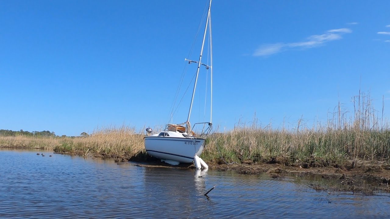 Sailboat slammed by STORM pushed aground in 
