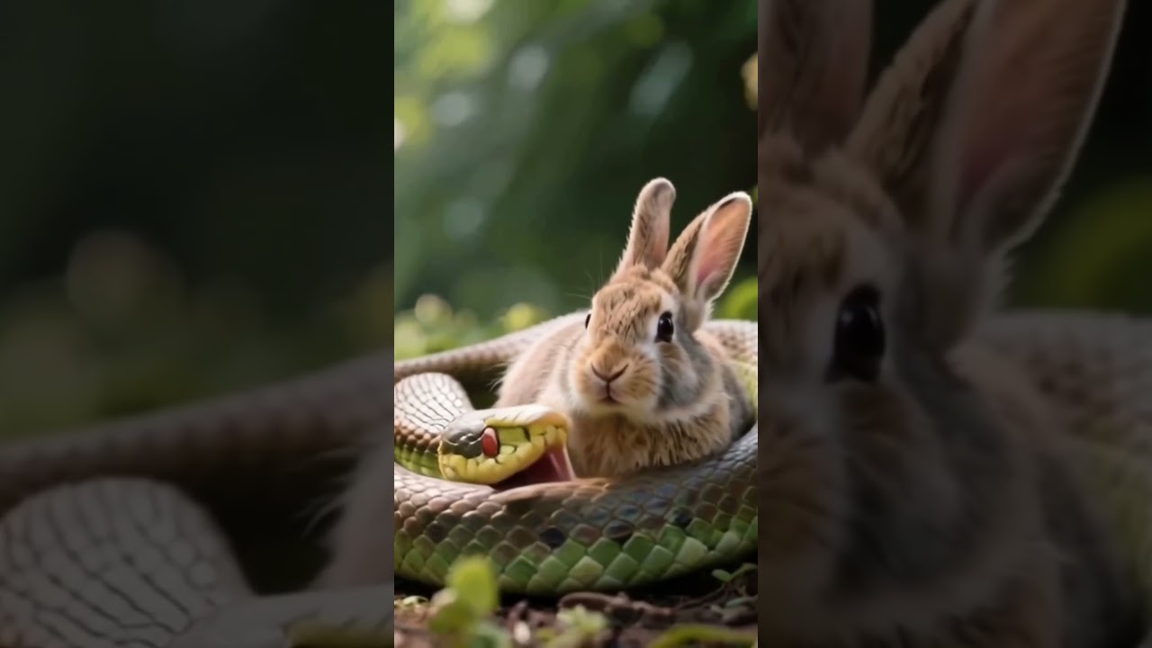 snake is eating a rabbit🐍