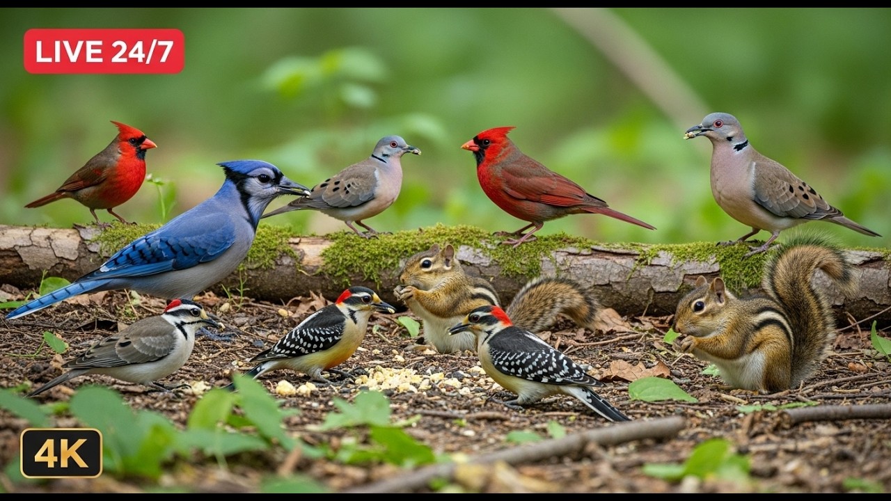 🔴 24/7 LIVE: Cat TV for Cats to Watch 😺 Cute Birds, Squirrels & Friends