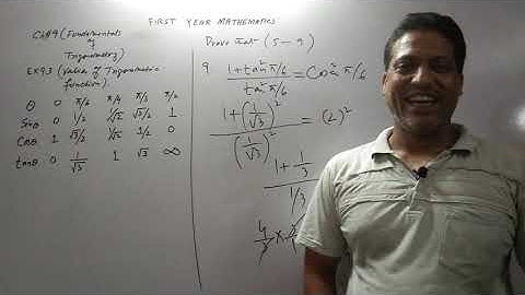First  Year Mathematics, Chapter#9 ,Ex 9.3, Lecture #38 ,Values of Trigonometric Functions.