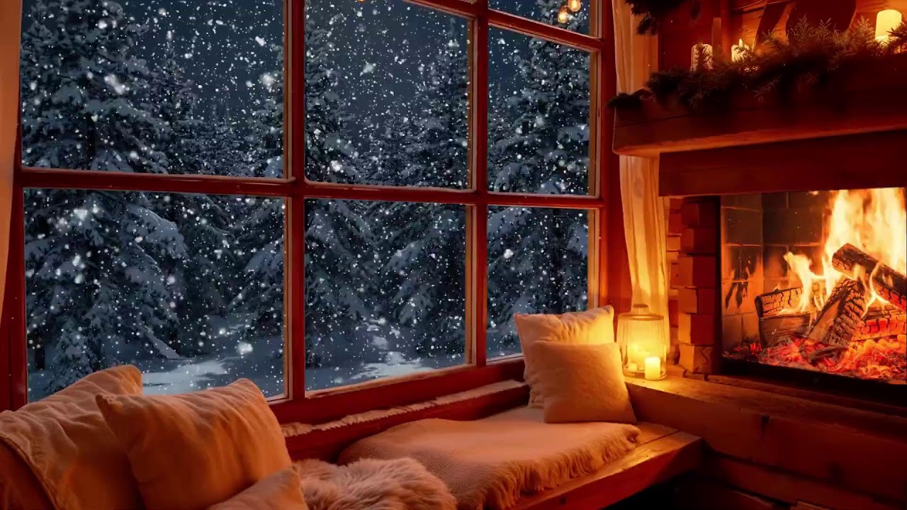 Quiet Winter Evening Jazz 🎄 Cozy Fireplace Ambience for Focused Work & Calm Mind
