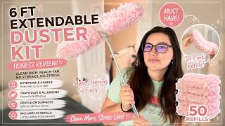 Extendable Duster Kit Review: 6ft Handle & 50 Pink Microfiber Refills