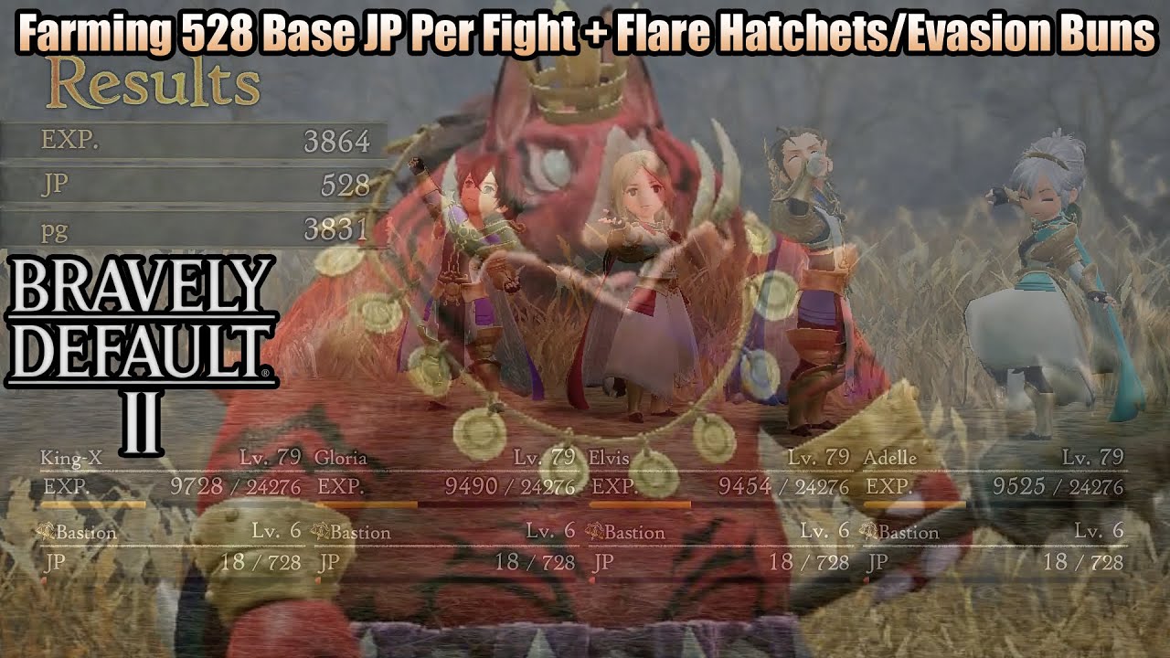 Bravely Default II - ORC KING: Farming 528 JP/Flare Hatchets/Evasion Buns