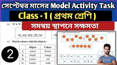 Class 1 Model Activity Task Part 6 September "সমন্বয় স্থাপনে সক্ষমতা" | Model Activity Task Class 1