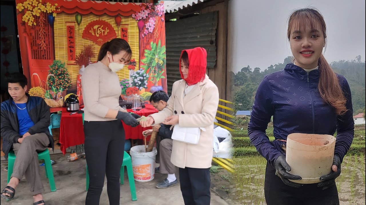 Repairing a bunch of motorcycles during the day and a morning taking care of rice plants.