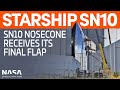 SpaceX Boca Chica - Starship SN10 Nosecone Flap install - High Bay crane action