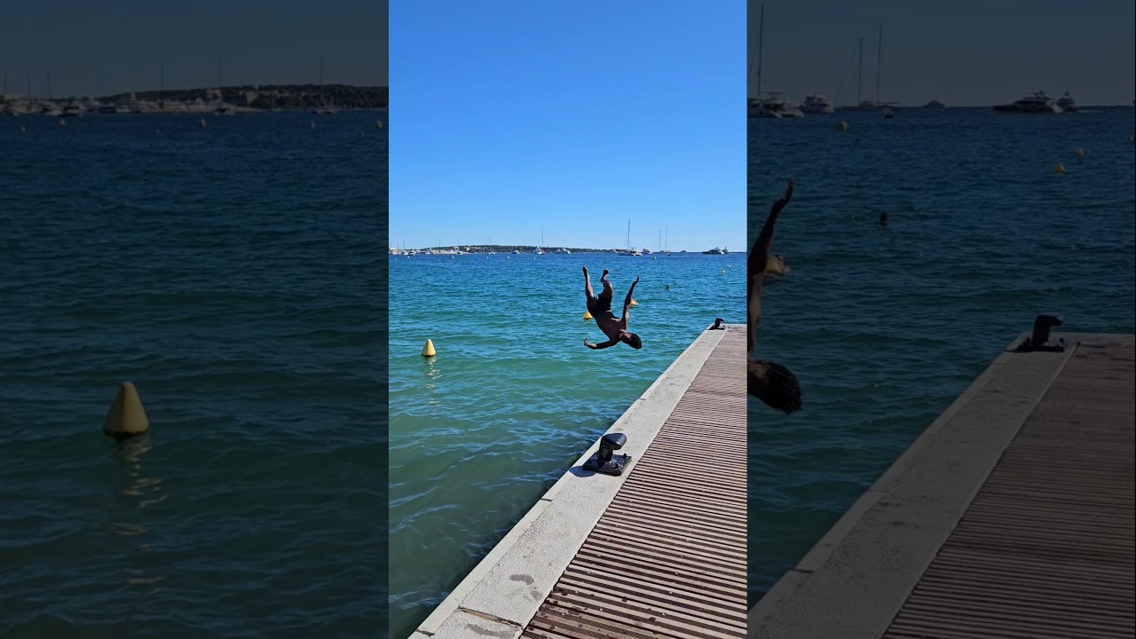 Crazy diving on Cannes Croisette Beach