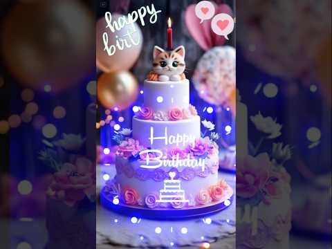 Heart Cat Happy birthday to you song 💖 Light Deco #catbirthday #catbirthdaycake #birthdaysong #생일