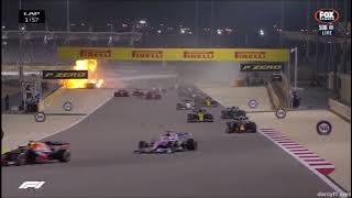 Romain Grosjean crash Bahrain GP 2020