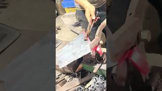 cutting iron to form a sharp edge on the side #shorts