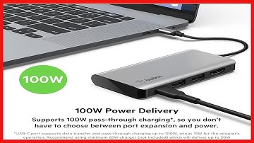 Belkin USB C Hub, 4 in 1 MultiPort Adapter Dock with 4K HDMI, USB C 100W PD Pass Through Charging