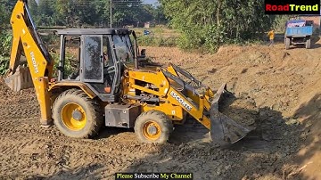 Jcb And Escort Backhoe leveling land loading soil in tractors @roadtrendmachinework