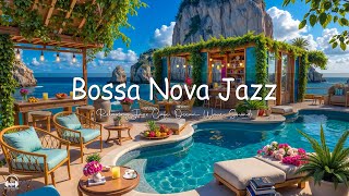 Relaxing Bossa Nova Jazz Music at Seaside Coffee Shop Ambience with Crashing Waves for Upbeat Moods