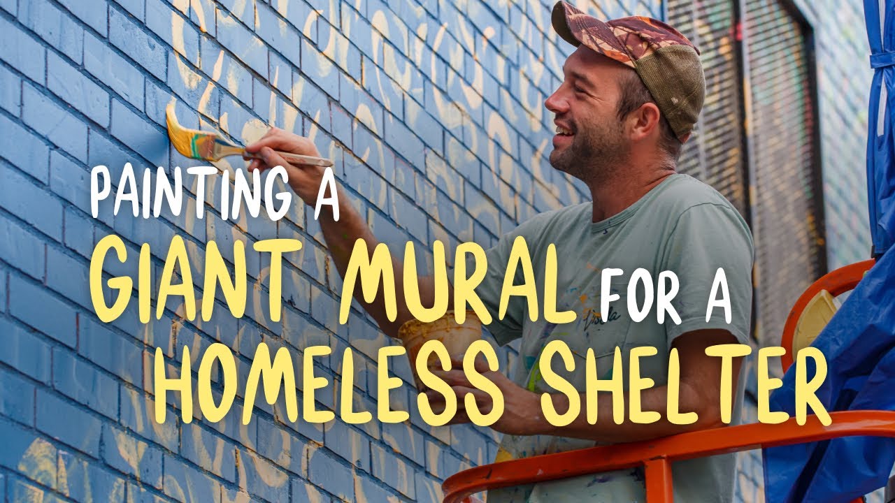 Painting A Giant Mural On A Homeless Shelter in Kansas City! Mural