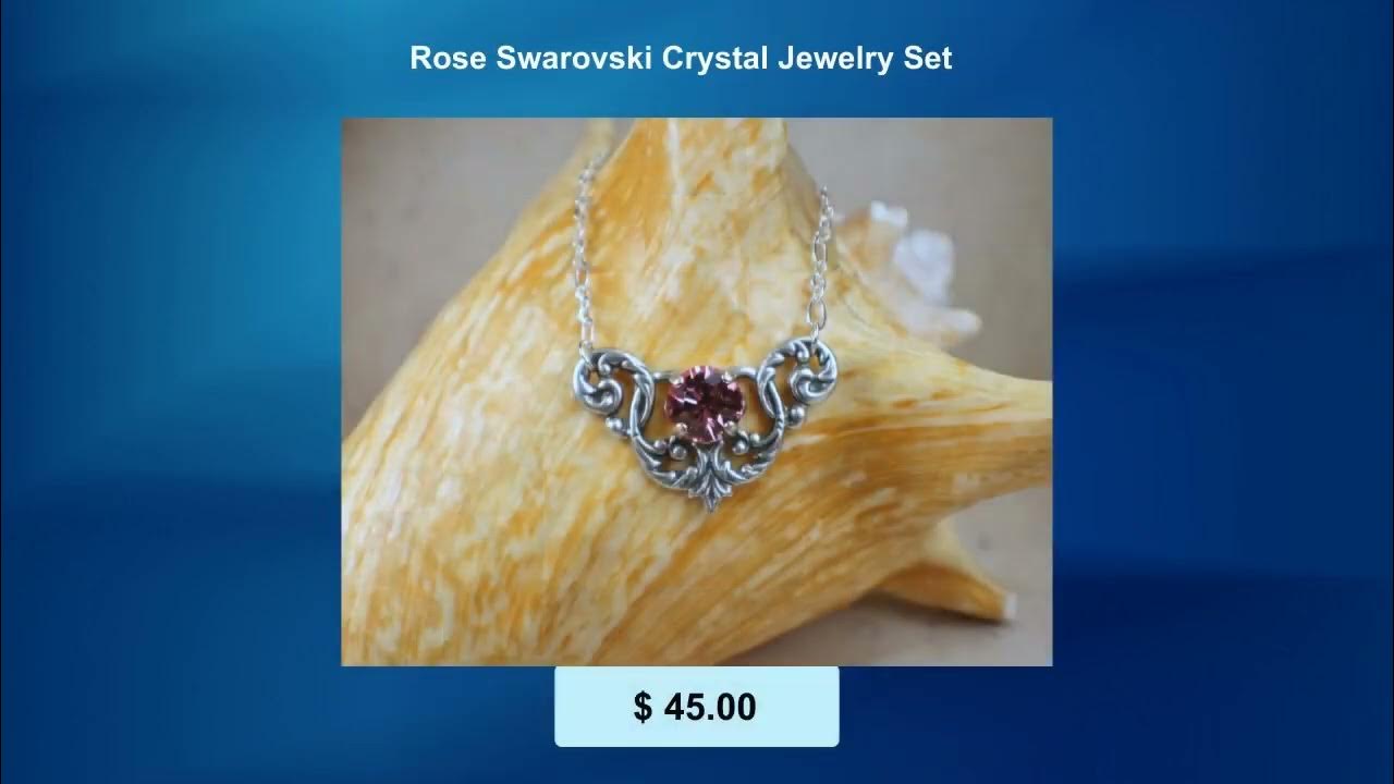 Rose Swarovski Crystal Jewelry Set - YouTube