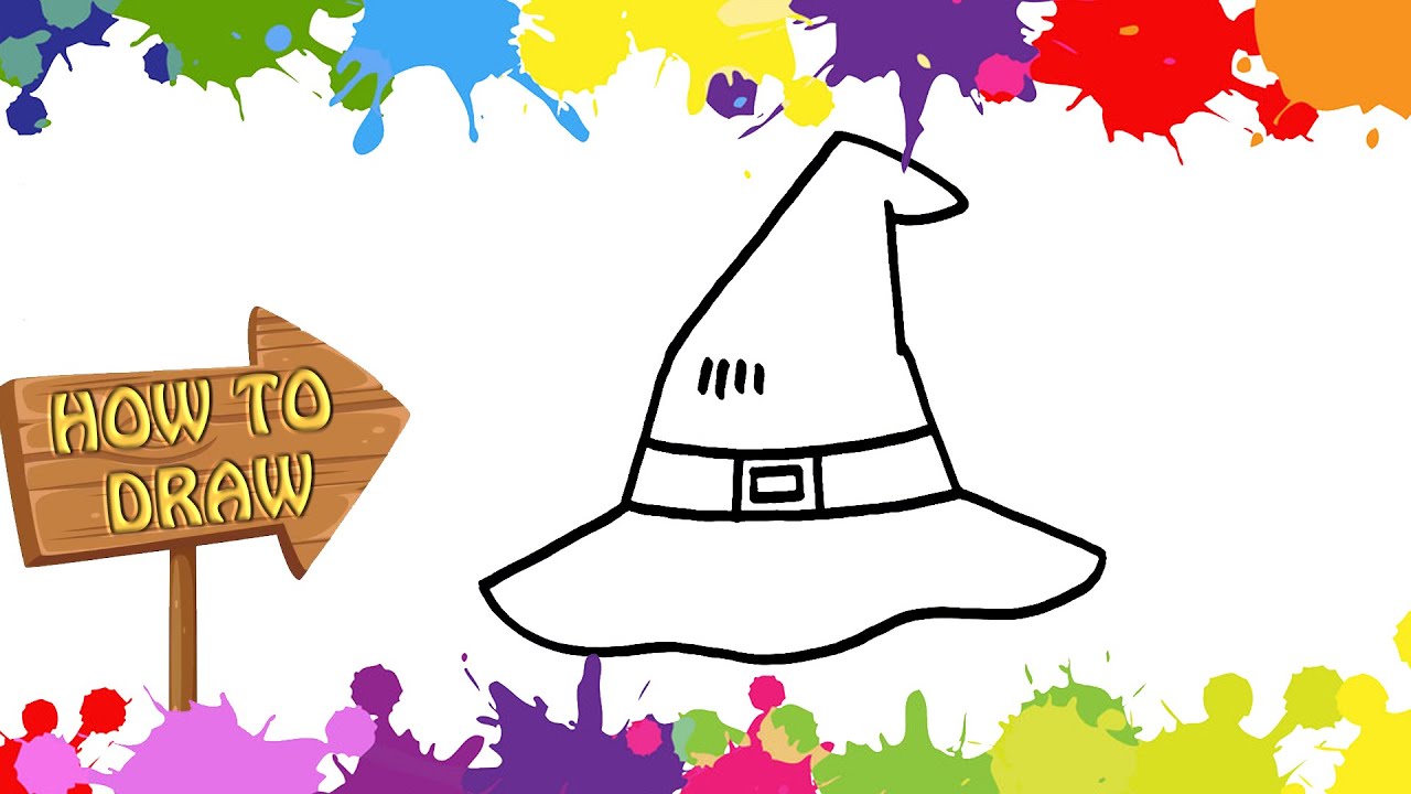 How to draw a witch hat easy Draw witch hat Halloween drawings