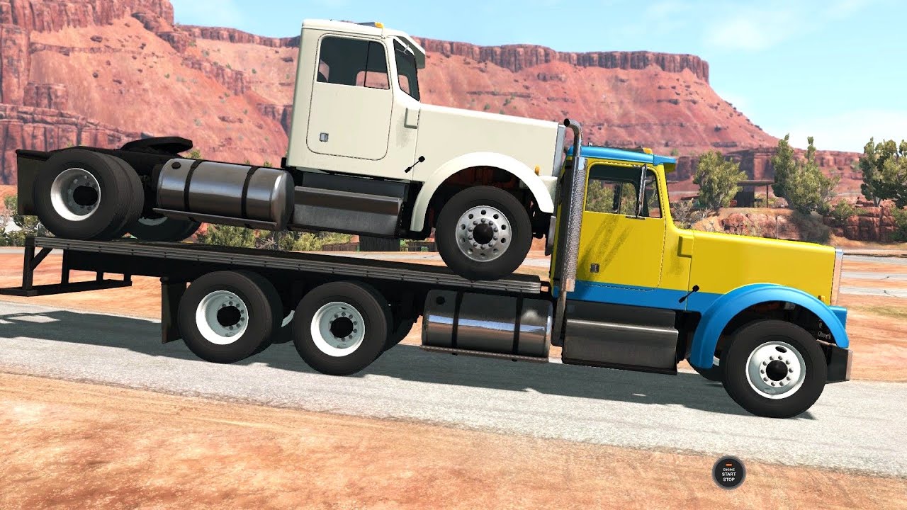 BeamNG Drive - T Series Flatbed Truck Transporting a T65 Truck in Utah Part 1